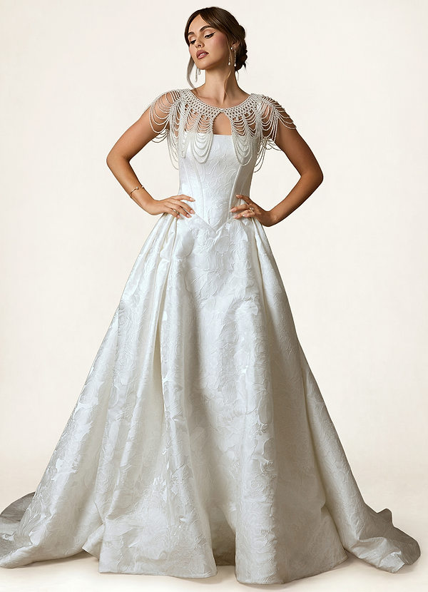 front Azazie Szal z perłowymi frędzlami