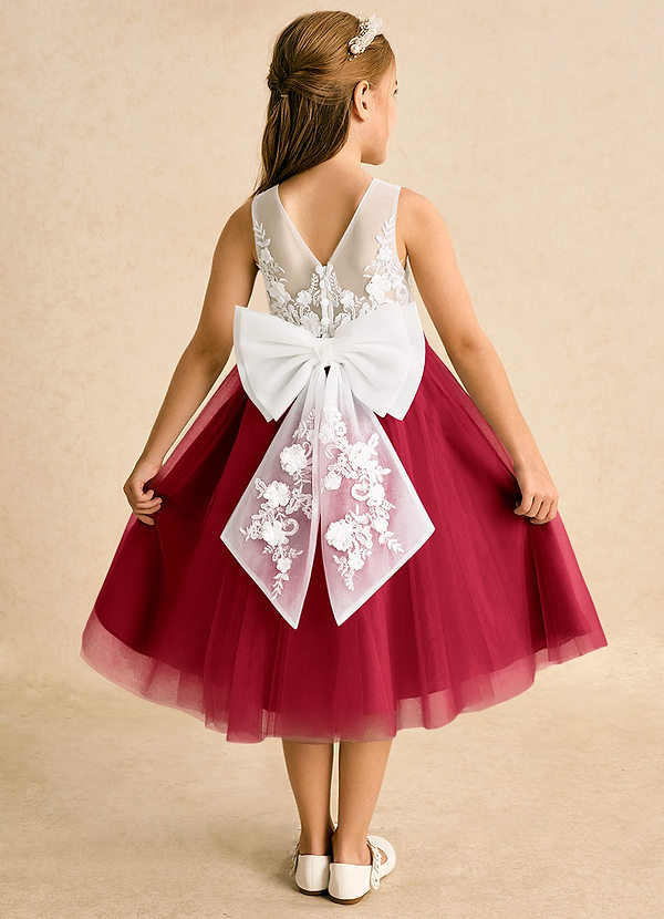 Azazie Lina Flower Girl Dresses Ivory Scarlet Ball-Gown Lace Dress image1