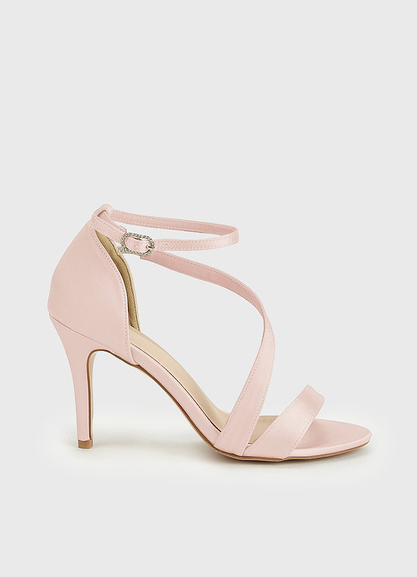front Matching Color Satin Wrap Strap Stiletto Sandals