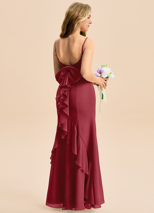 Azazie Lioren Junior Syrena Ukłon Szyfon Długość podłogi Młodsza druhna Sukienka image1