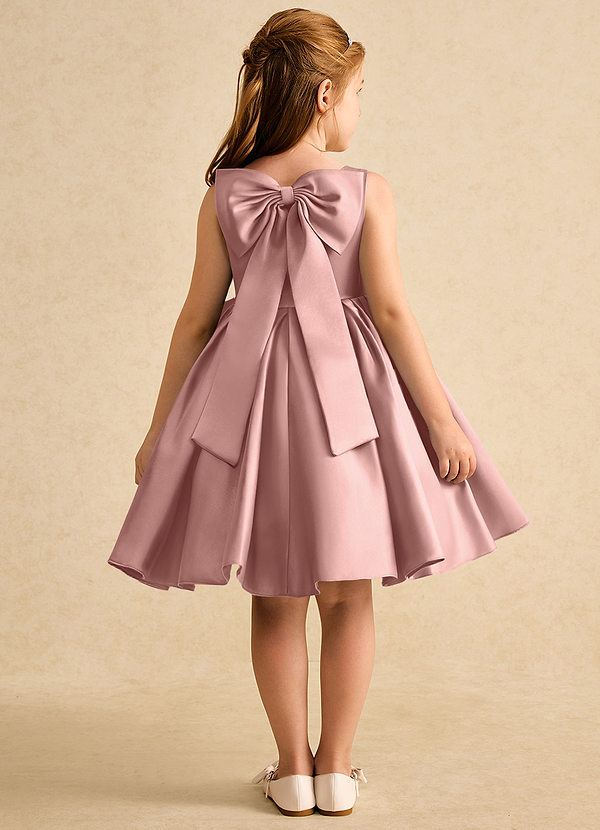 Azazie Jessie Flower Girl Dresses Rose Gold A-Line Bow Matte Satin Dress image1