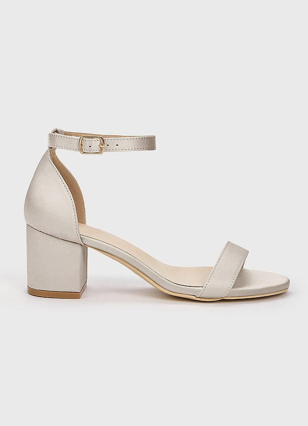 Matching Color Matte Satin One Strap Buckle Block Low Heel Sandals front