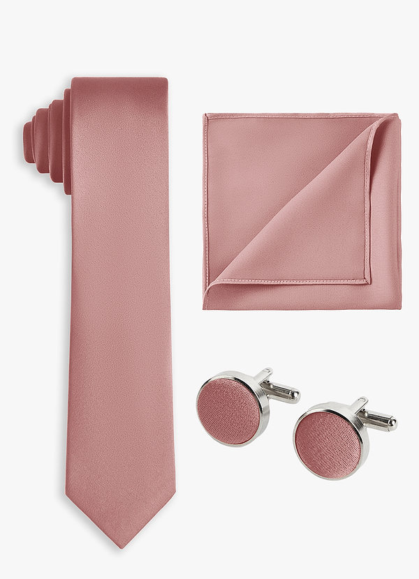 front Matching Color 3-Piece Stretch Satin Skinny Tie Set
