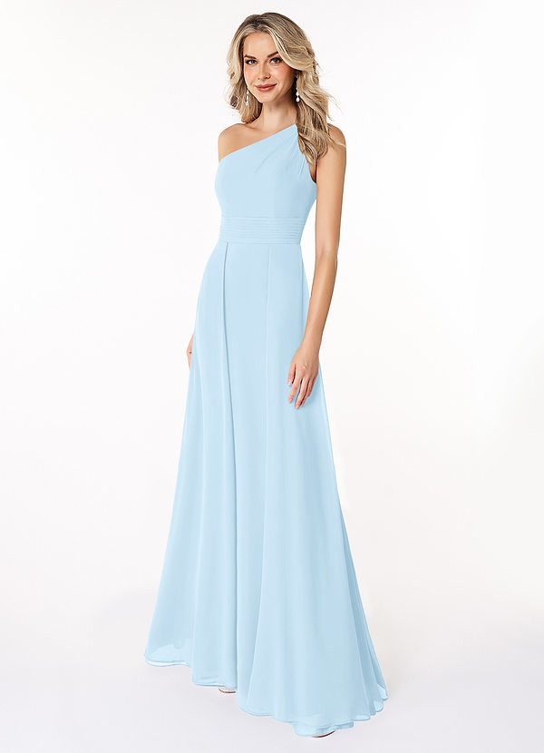 Azazie Dallas Bridesmaid Dresses Sky Blue A-Line One Shoulder Chiffon Dress image1