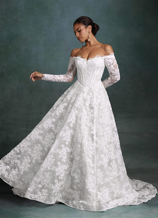 Skylar Wedding Dresses Diamond White A-Line Sweetheart Neckline Lace Dress image1