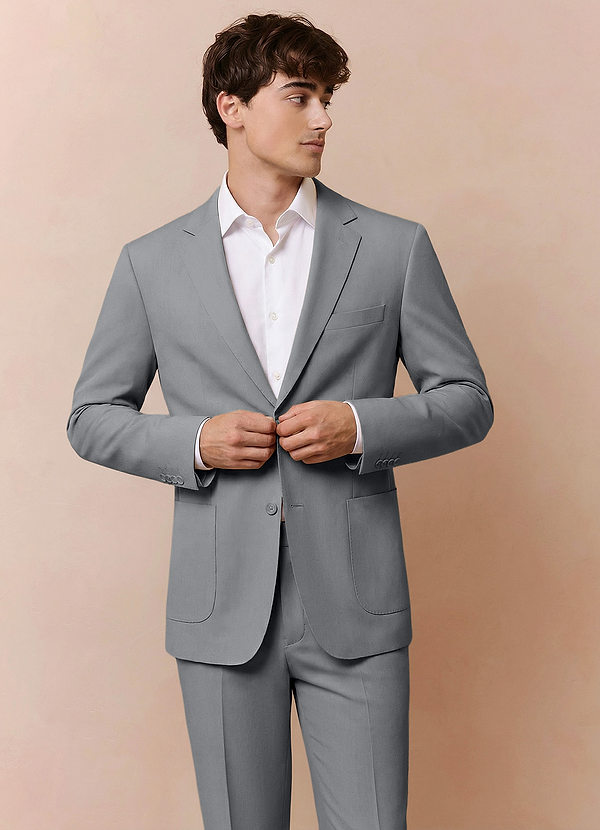 front Owen Grau Leichtes, tailliertes Anzugjackett