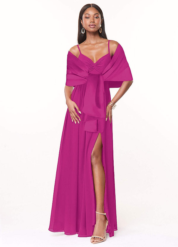 front Azazie Matching Color Aleena Matte Satin Shawl