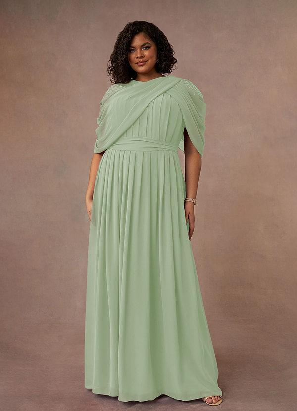 Azazie Olena Mother of the Brides Dresses Dusty Sage A-Line Sequins Chiffon Dress image1