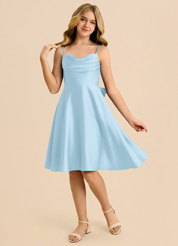 Azazie Bear Jurk van Stretch Satijn met A-Lijn Sweetheart Halslijn Hemelsblauw image1