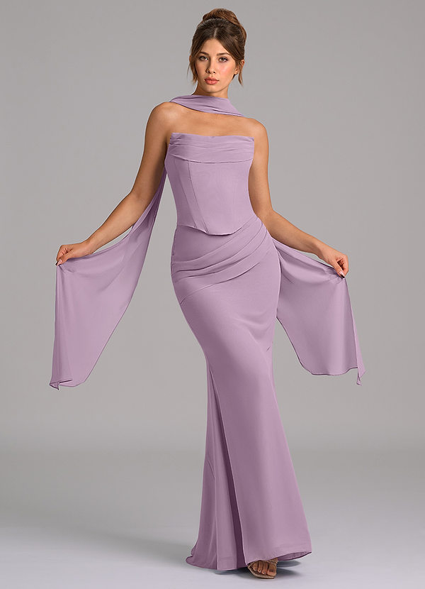 Azazie Sorrel Bridesmaid Dresses Wisteria Mermaid Corset Chiffon Dress image1