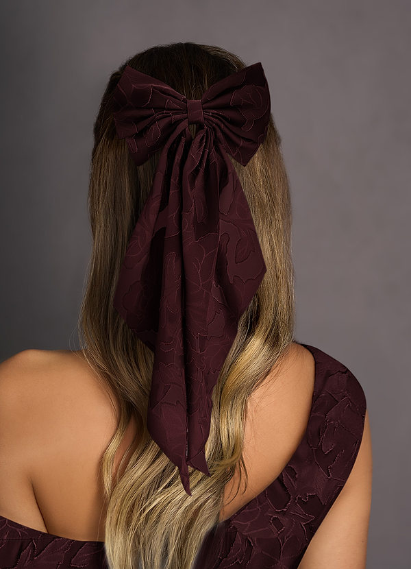 front Matching Color Floral Burnout Bow Hair Clip