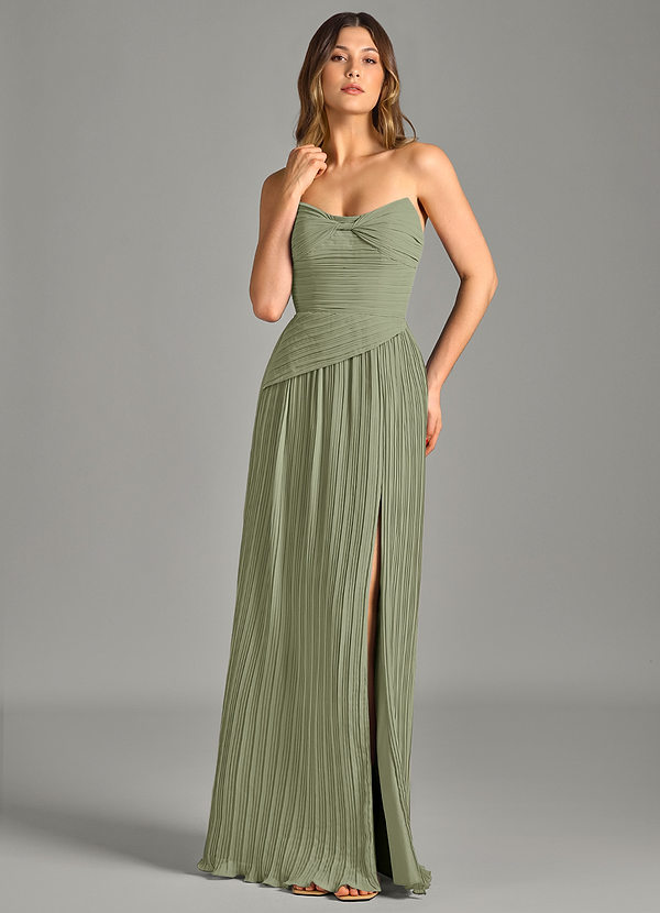 Azazie Becka Bridesmaid Dresses Pistachio A-Line Strapless Chiffon Dress image1