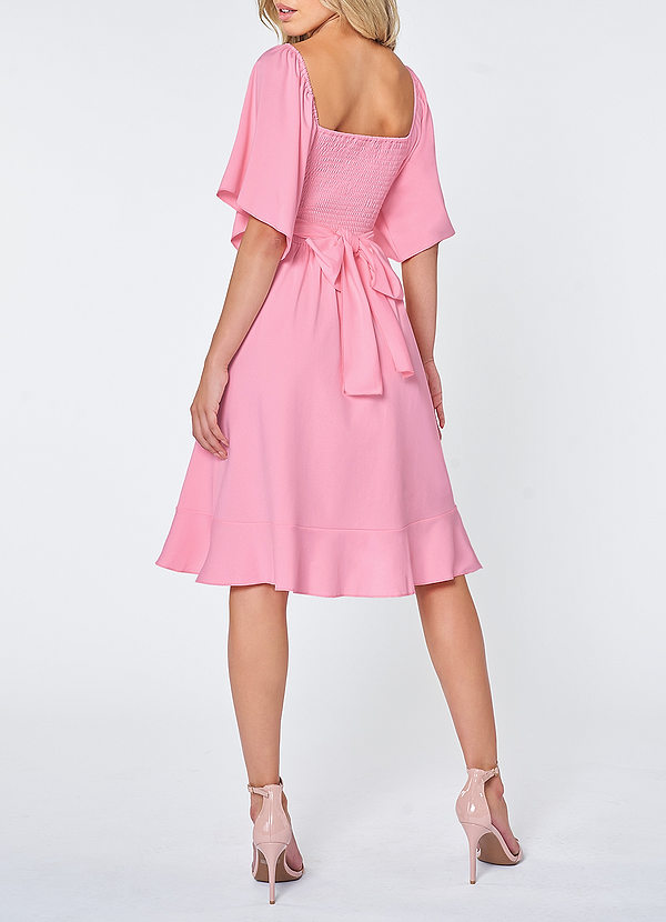 back Vestido mini Rosa con manga aleta 