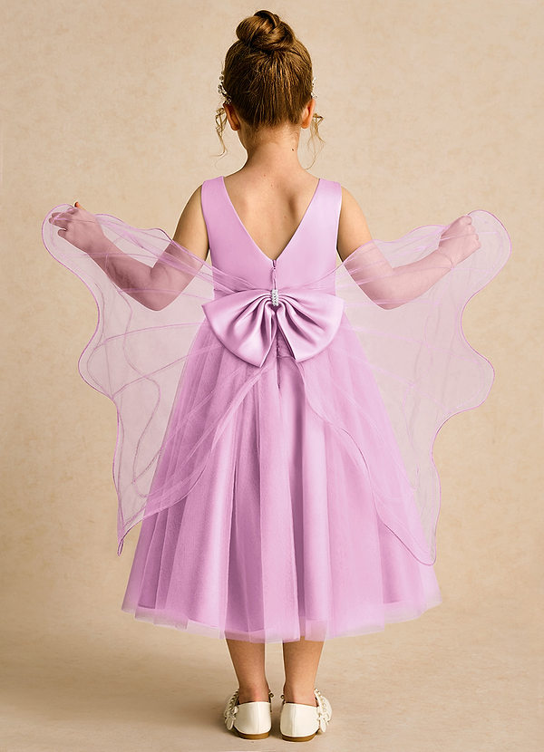Azazie Pear Vestidos de Niña de Flores Vestido de Rosa Caramelo de Tul de Princesa con Lazo image1