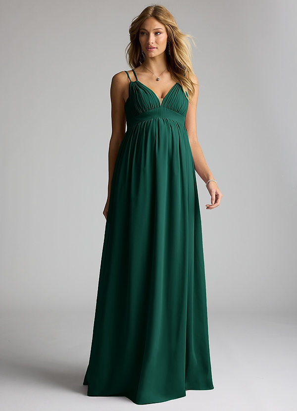 Azazie Emree Maternity Bridesmaid Dresses A-Line Chiffon Floor-Length Dress image1