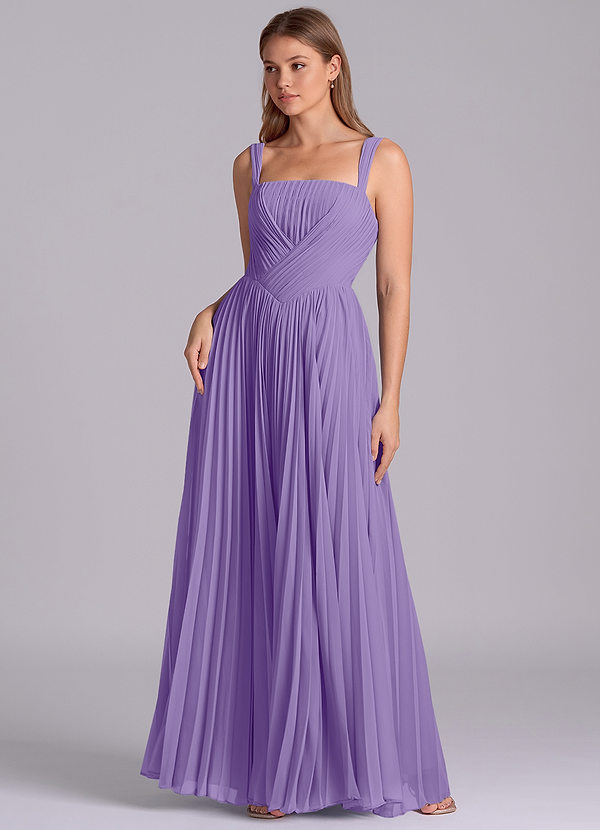 Azazie Mina Bruidsmeisjes Jurken Jurk van Chiffon met A-Lijn Geplooid Tahiti image1