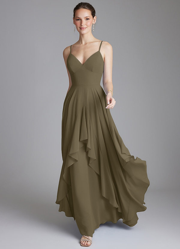 Azazie Zaina Bridesmaid Dresses Willow Green A-Line Chiffon Dress image1