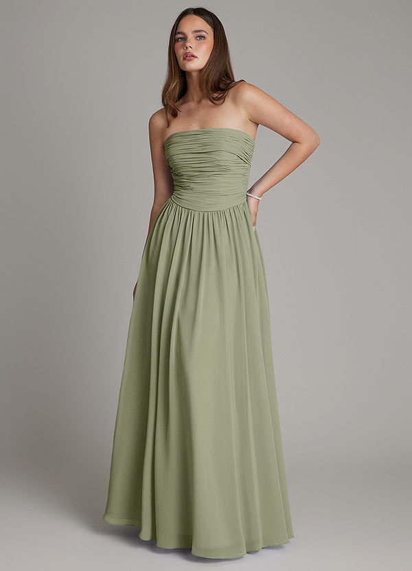 Azazie Andreina Bridesmaid Dresses Pistachio A-Line Pleated Chiffon Dress image1
