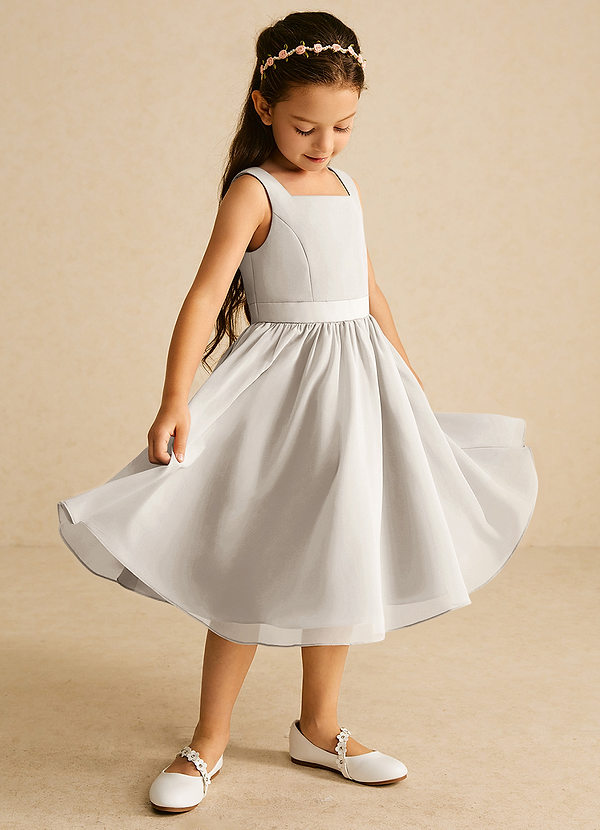 Azazie Ari Flower Girl Dresses Frost A-Line Sleeveless Chiffon Dress image1