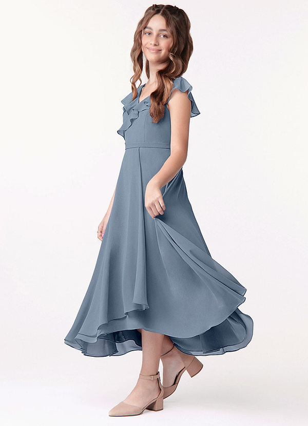 Azazie Posie Junior A-Linie Gestreift Chiffon Kleid Zwielichtviolett image1