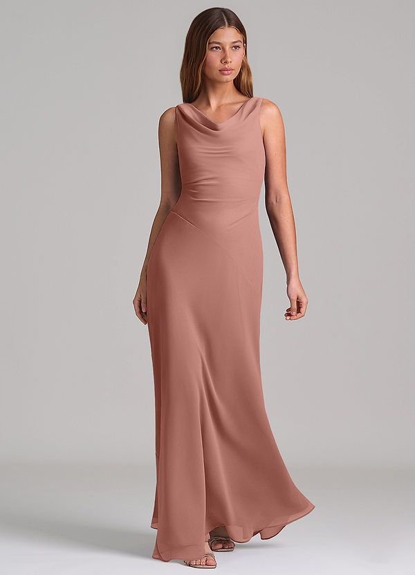 Azazie Nerine Brudtärneklänningar Klä av A-Linje i Chiffong Plisserad Cederros image1