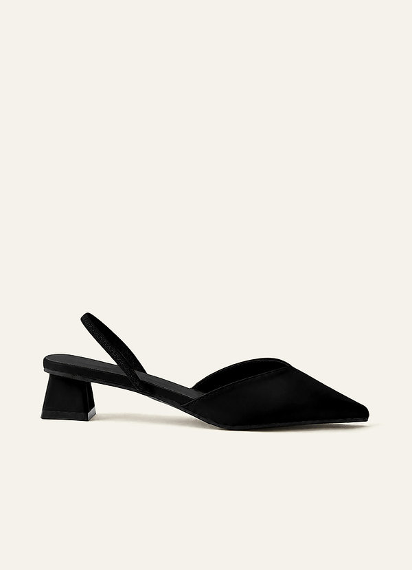 front Pointed Toe Slingback Low Heels Sculptural Block Heel Comfortable Dress Shoes