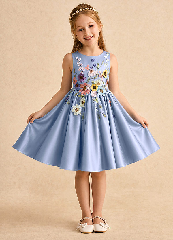 Azazie Prima Vestidos de arras Vestido Hielo de Satin Mate de Línea A con Lazo image1