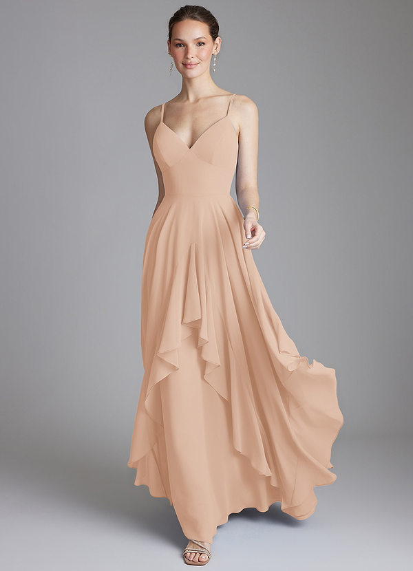 Azazie Zaina Bridesmaid Dresses English Rose A-Line Chiffon Dress image1