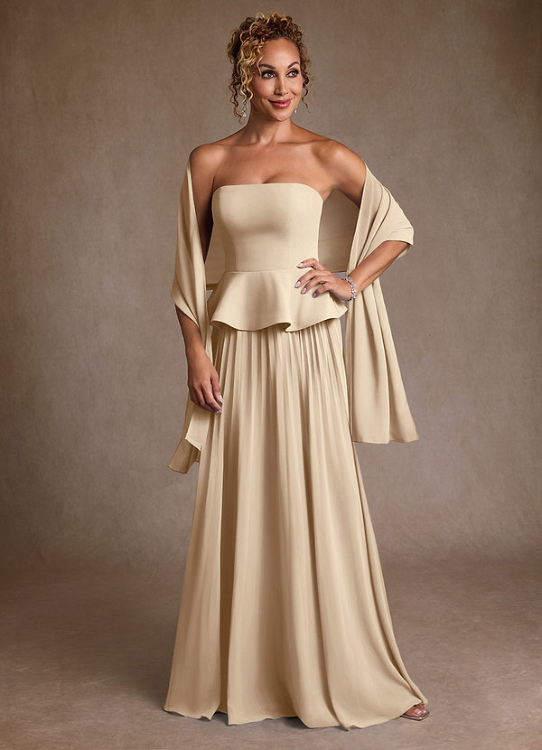Azazie Josabeth Mother of the Brides Dresses Champagne A-Line Pleated Chiffon Dress image1