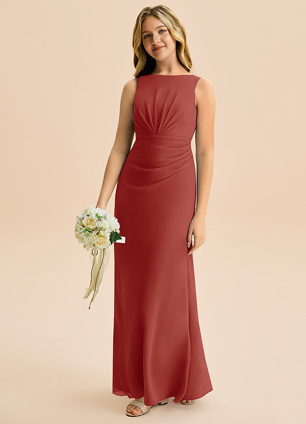 Azazie Floris Junior Klä av A-Line i Chiffong Plisserad image1