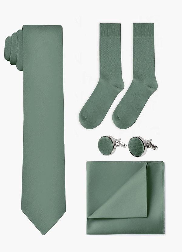 front Conjunto de corbata ancha, pañuelo de bolsillo, gemelos y calcetines a juego