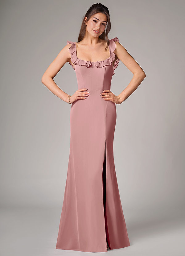 Azazie Callie Bridesmaid Dresses Dusty Rose Mermaid Side Slit Chiffon Convertible Dress image1