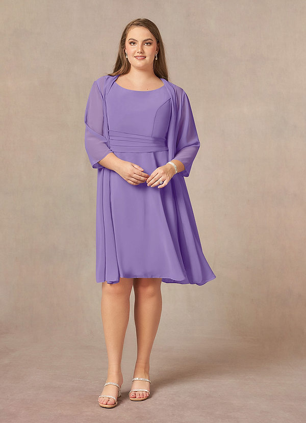 Azazie Shirley Robe Mère de la Mariée & du Marié Robe Trapèze en Mousseline de soie Plissé Scoop Tahiti image1