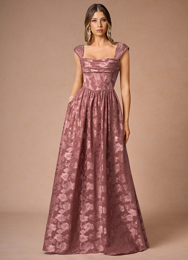 Hazel Vintage Rose Pleated Maxi Dress front