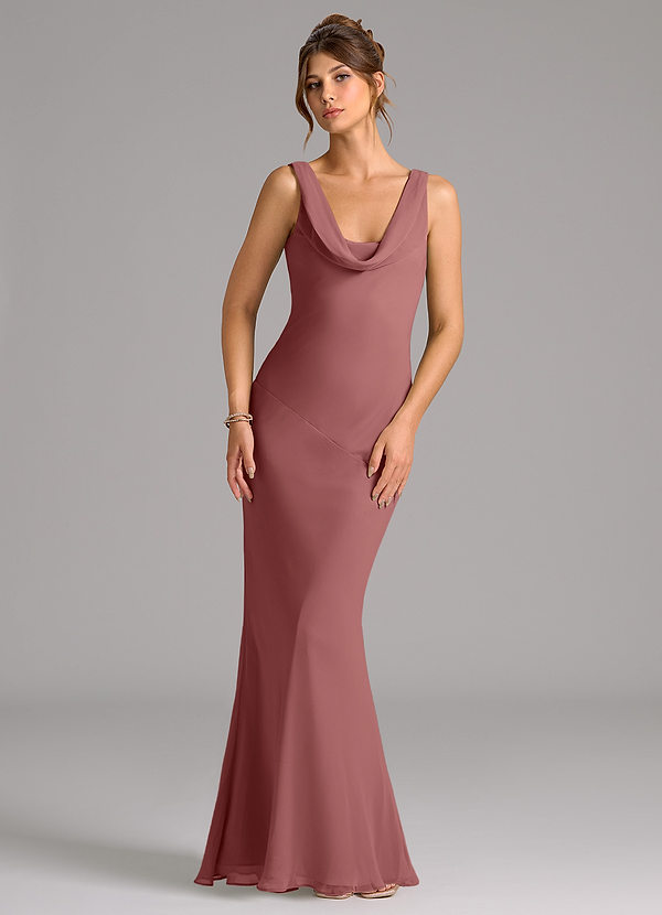 Azazie Rylina Bridesmaid Dresses Amethyst Mermaid Pleated Chiffon Dress image1