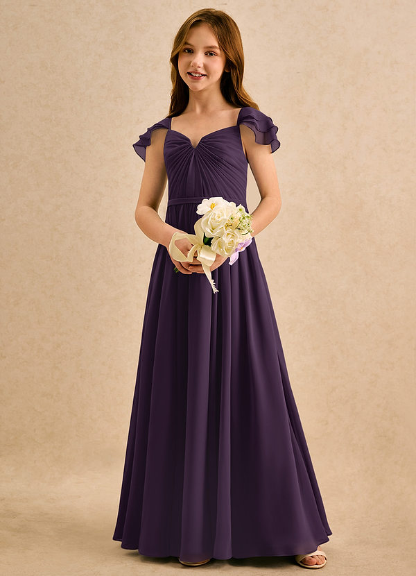 Azazie Meimei Girls Formal Klänningar för brudeflicka Klä A-Line i Chiffong Plisserad image1