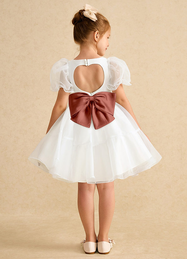 Azazie Debbie Vestidos de Niña de Flores Vestido de Marfil Castaño de Organza de Princesa con Escote de Corazón image1