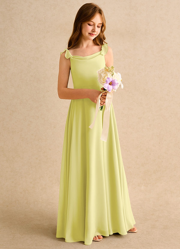 Azazie Puppy Girls Formal Flower Girl Dresses Lemon Sorbet A-Line Pleated Chiffon Dress image1