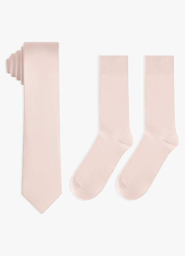 front Conjunto de corbata fina de satén elástico y calcetines de algodón a juego