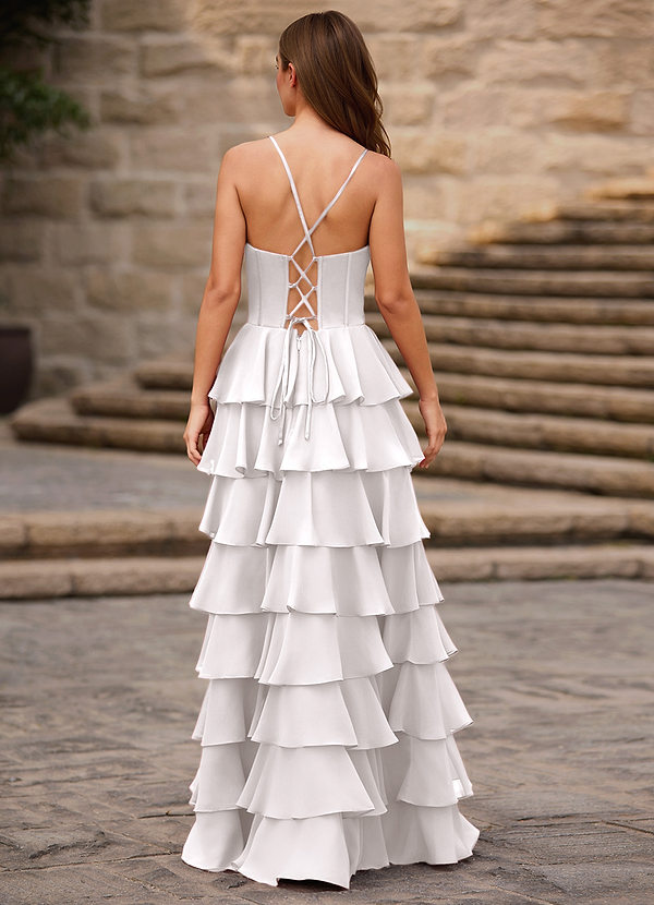Rhythm White Ruffled A-line Prom Dress image1