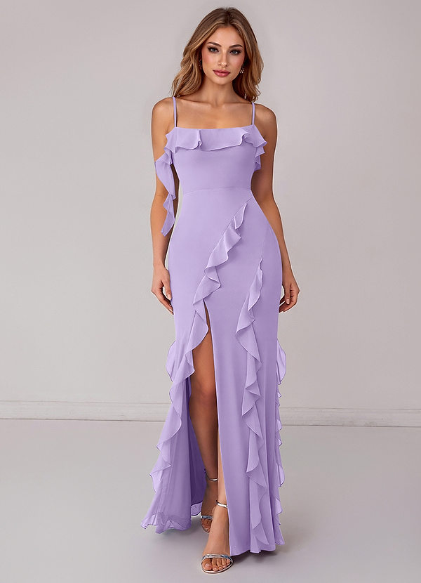 Azazie Malia Bridesmaid Dresses Lilac Sheath Ruched Chiffon Dress image1