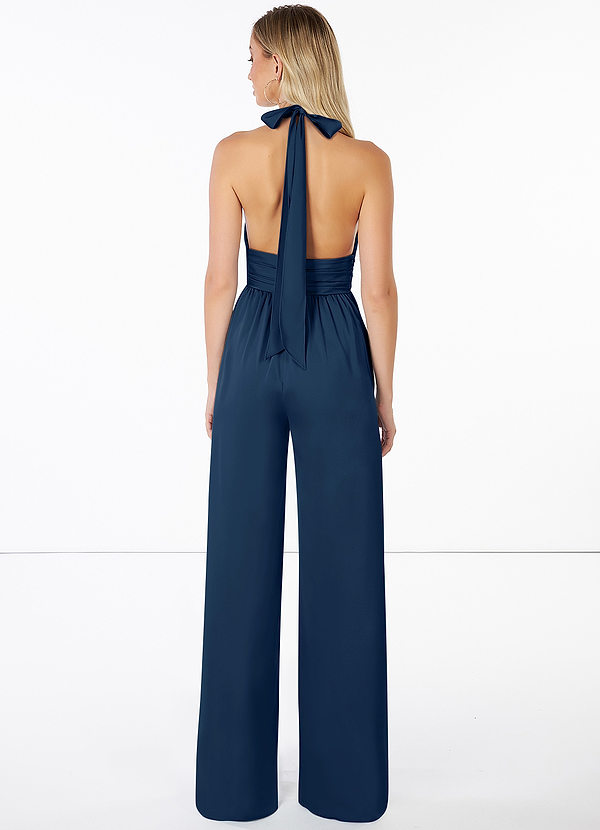 back Azazie Oli Stretch Satin Jumpsuit