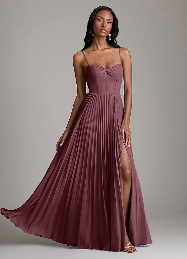 Azazie Akiko Bridesmaid Dresses Sangria A-Line Sweetheart Neckline Chiffon Dress image1