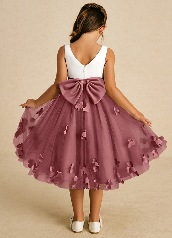 Azazie Sprout Blumenkinder Kleider A-Linie Schleifen Tüll Kleid Amethyst image1
