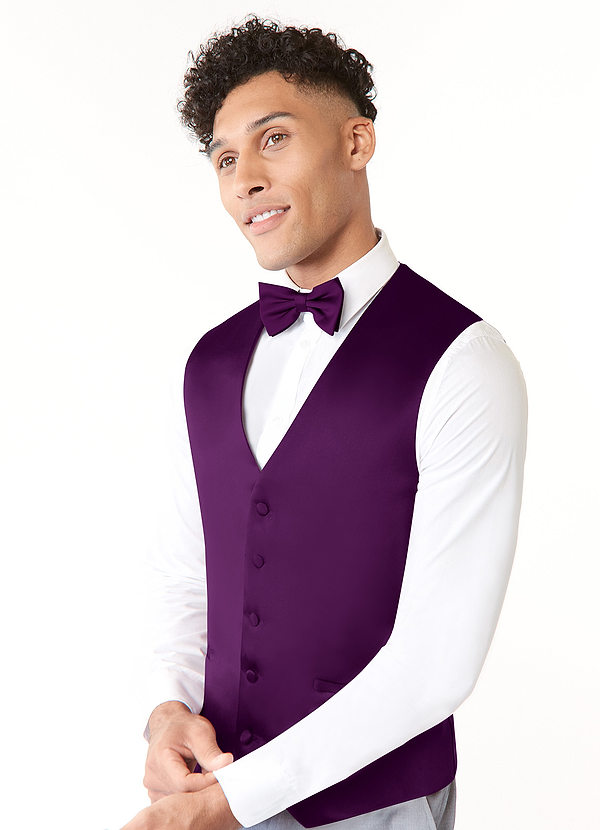 front Matte Satin Vest and Bow Tie Set
