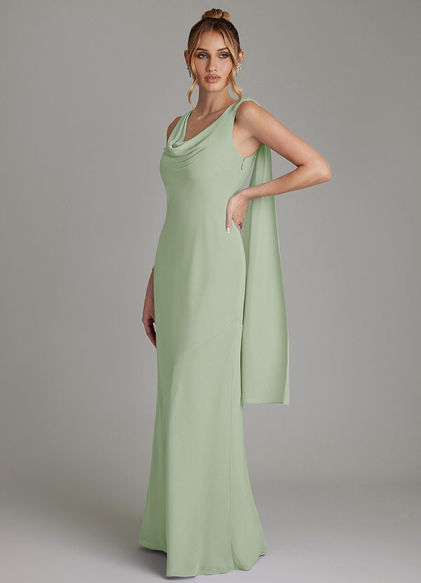 Azazie Essence Vestidos Dama de Honor Vestido de Salvia Polvorienta de Gasa de Corte Recto image1