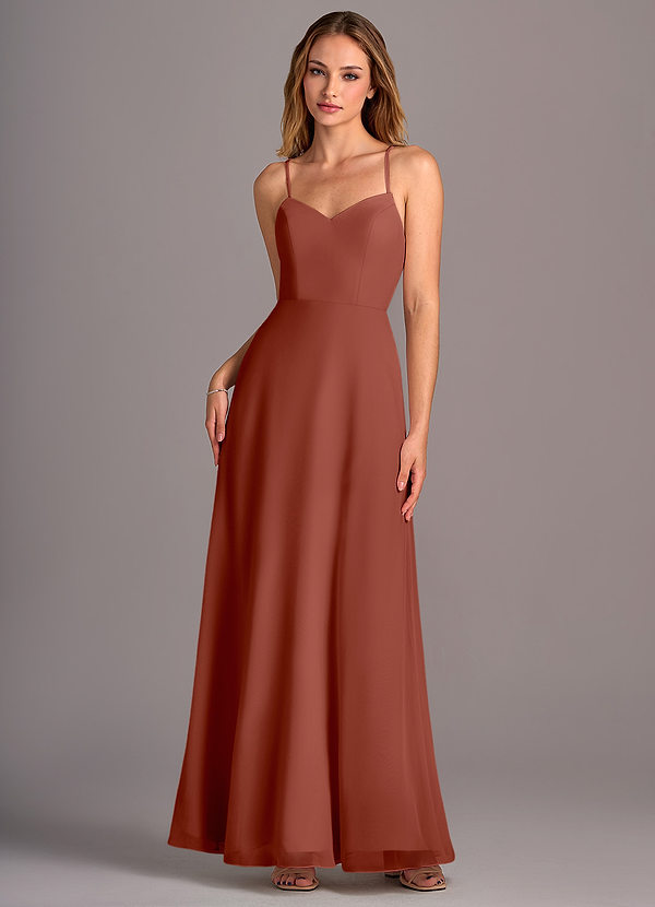Azazie Mei Bridesmaid Dresses Auburn A-Line Chiffon Dress image1