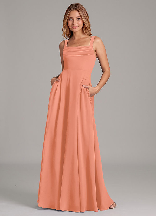 Azazie Shaude Bridesmaid Dresses Sunset A-Line Pleated Chiffon Dress image1
