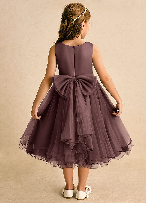 Azazie Lass Flower Girl Dresses Espresso A-Line Bow Tulle Dress image1