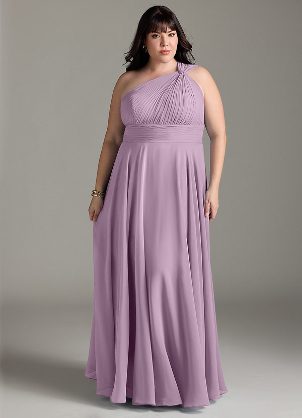 Azazie Charlize Brautjungfernkleider A-Linie One-Shoulder Chiffon Kleid Blauregen image1